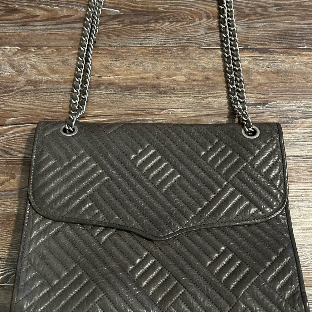 Rebecca Minkoff Affair Gray Quilted Shoulder Bag with Chain Strap in Smoke